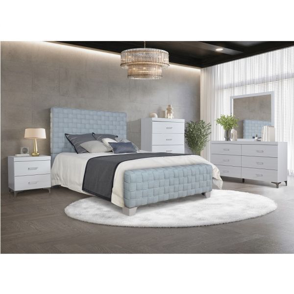 Teal Chenille &amp;Amp; Gray Finish Saree Bed | Mobilia Cleopatra in Acme Saree Sofa, Light Teal Chenille &amp; White Finish