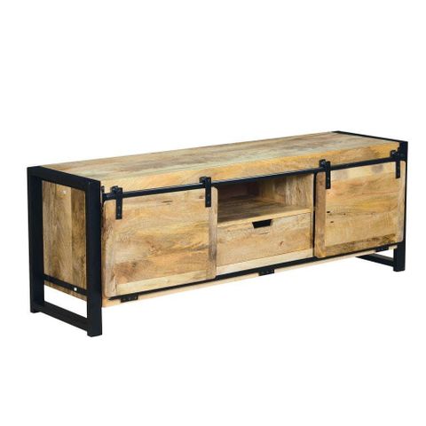 The Urban Port 63 Inch Brown And Black Wooden Industrial Tv Cabinet ... regarding Beyond the Screen Maximizing Your vidaXL Natural Wood and Black Frame TV Cabinet