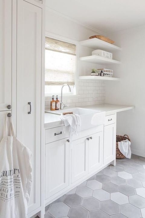 White Laundry Room Cabinets Well-Organized &Amp; Bright Rooms - Backsplash ... pertaining to