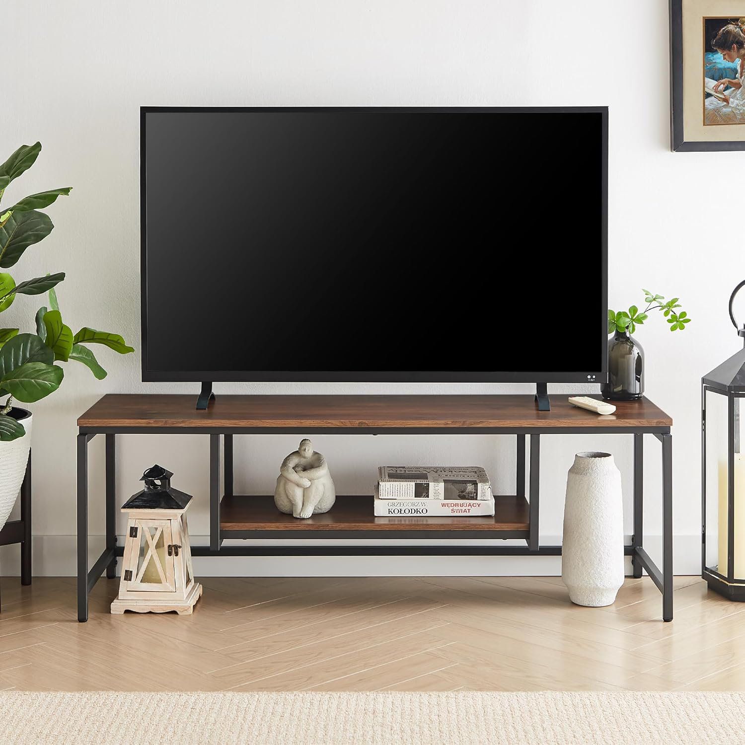17 Stories 2 Tier Tv Stand Industrial Style Console With Storage For ... inside Transform Your Setup With the Versatile Cartmill 78&quot; 2-Tier TV Stand