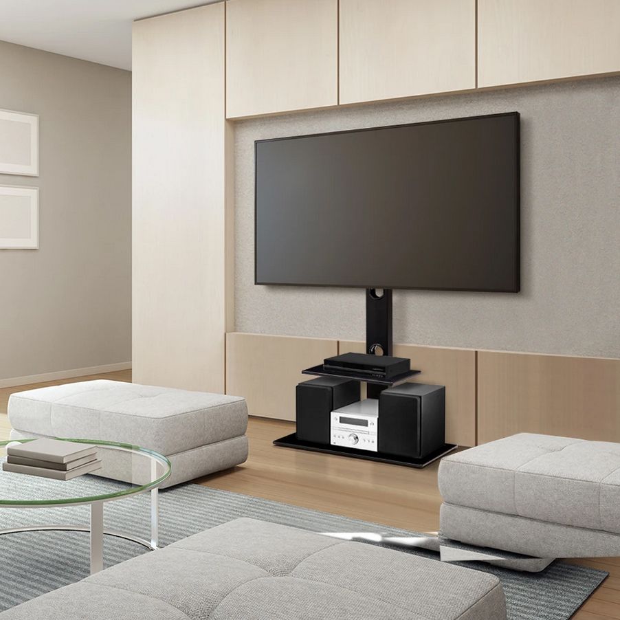 2 Tier Tv Floor Stand With Bracket Shelf Mount With Adjustable Heights ... in Transform Your Setup With the Versatile Cartmill 78&quot; 2-Tier TV Stand