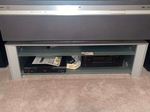 2 Tier Tv Stand No Contents • 54 X 22 X15 • Glass • Metal • Basement ... with