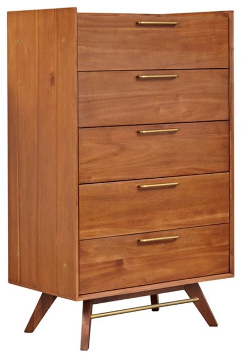 32" Acacia Wood High Chest In Walnut - Midcentury - Dressers - By ... inside