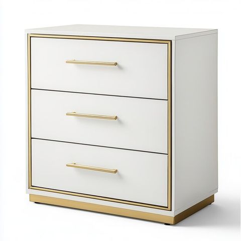 A Modern White Dresser With Three Drawers And Gold Accents For Storage ... with Discovering the Charm of the Lexi Accent Dresser in Cream and Gold