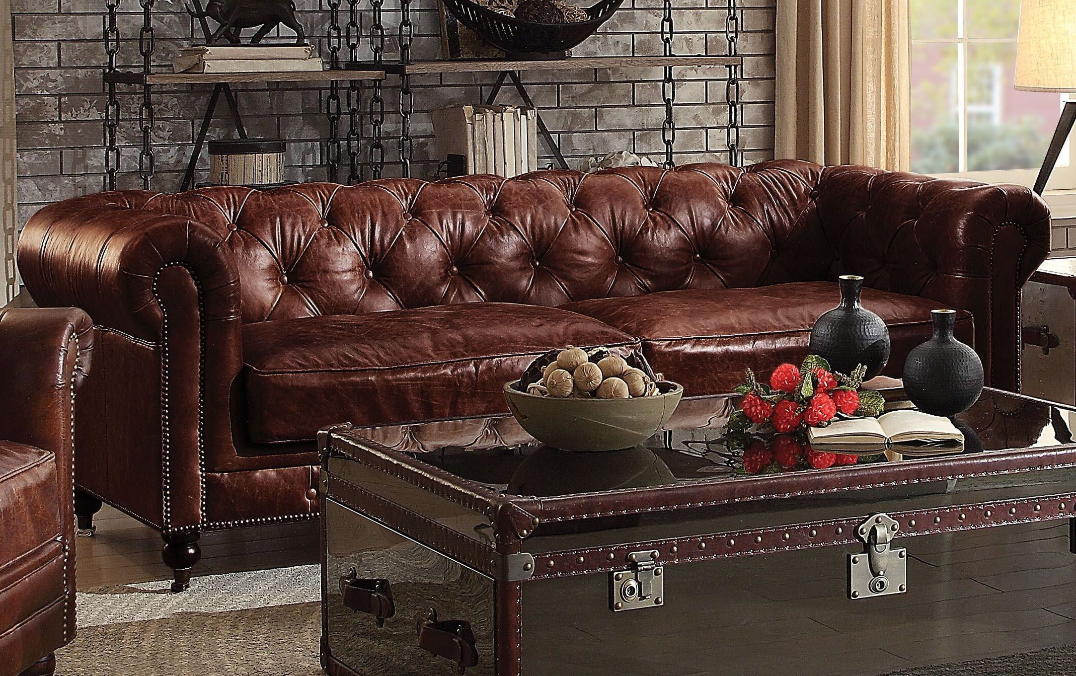 Aberdeen Vintage Dark Brown Leather Sofa From Acme | Coleman Furniture for Decoding the Appeal of the Vincenza 85&quot; Dark Brown Leather Sofa