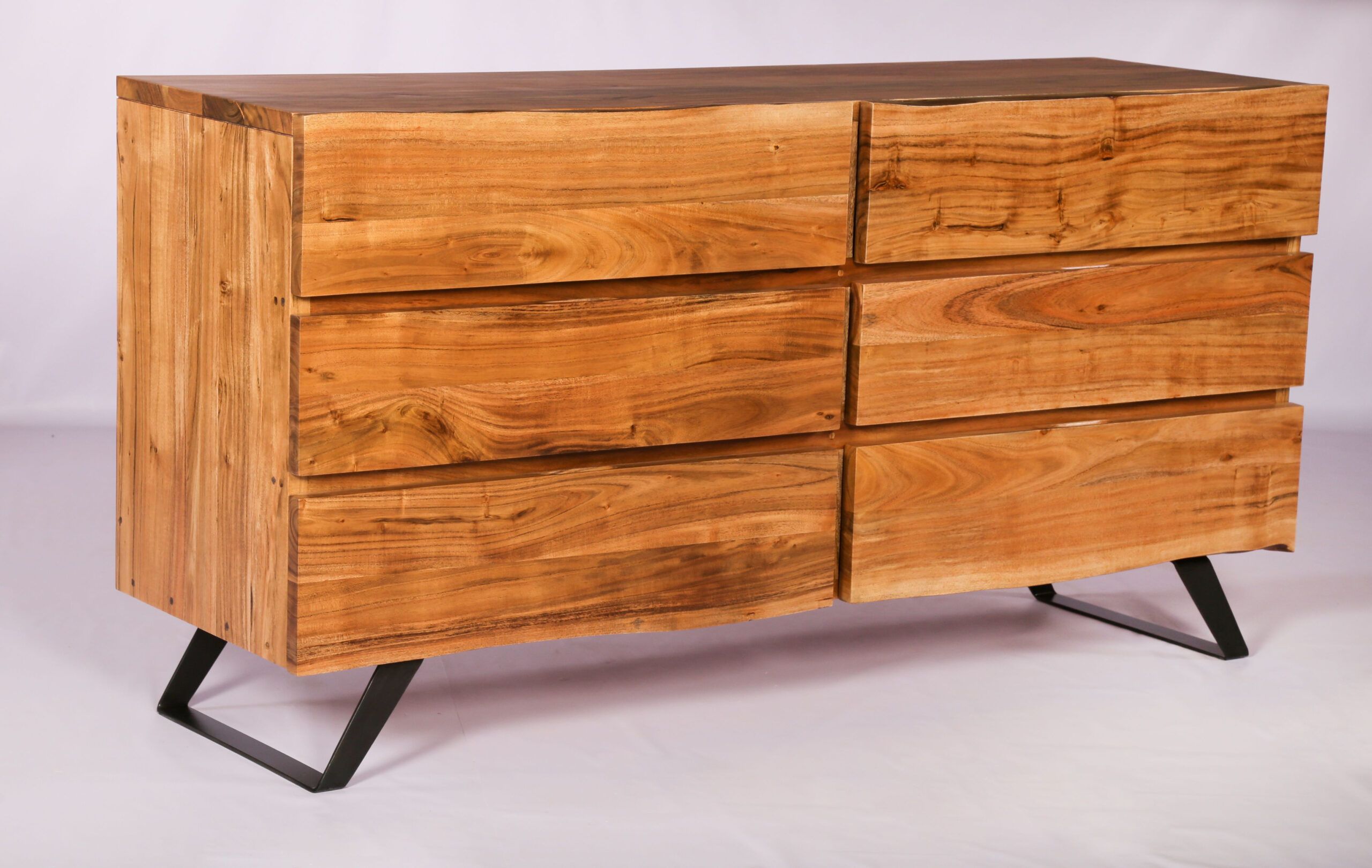 Acacia Wood Dresser With Iron Base in Elevate Your Bedroom with a 7-Drawer Acacia and Walnut Dresser
