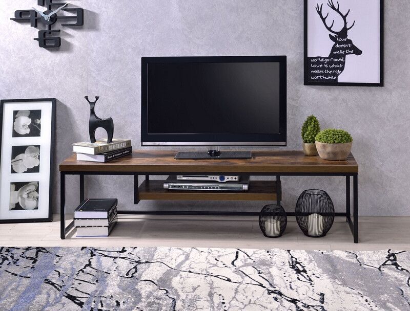 Acme 91782 Williston Forge Soccoro Bob Weathered Oak Finish Wood Black ... regarding How to Style Your Living Room Around the Weathered Oak and Black TV Stand