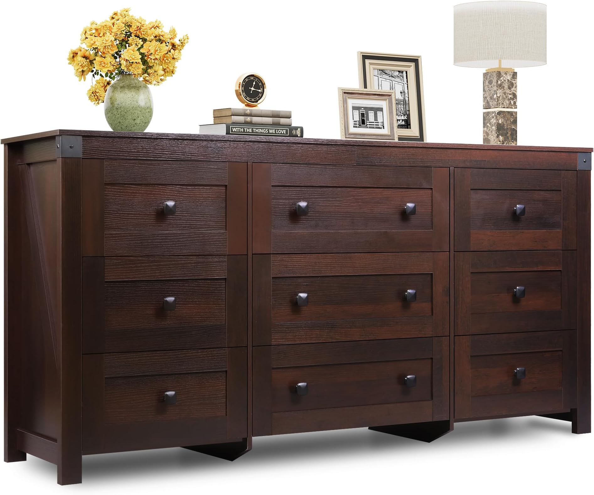 Elevate Your Bedroom with a 7-Drawer Acacia and Walnut Dresser