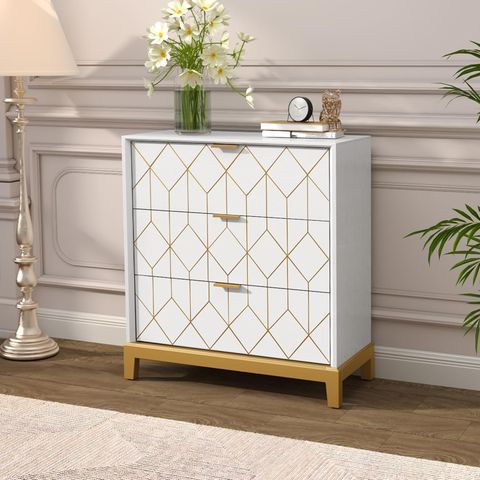 Amazon.com: Hlr 3 Drawer Dresser For Bedroom, Modern Wood Chest Of ... within Discovering the Charm of the Lexi Accent Dresser in Cream and Gold