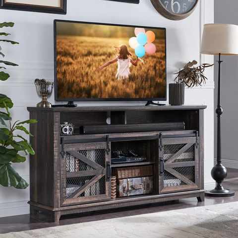 Amazon.com: Okd Farmhouse Tv Stand For 65+ Inch Tv, Industrial ... throughout