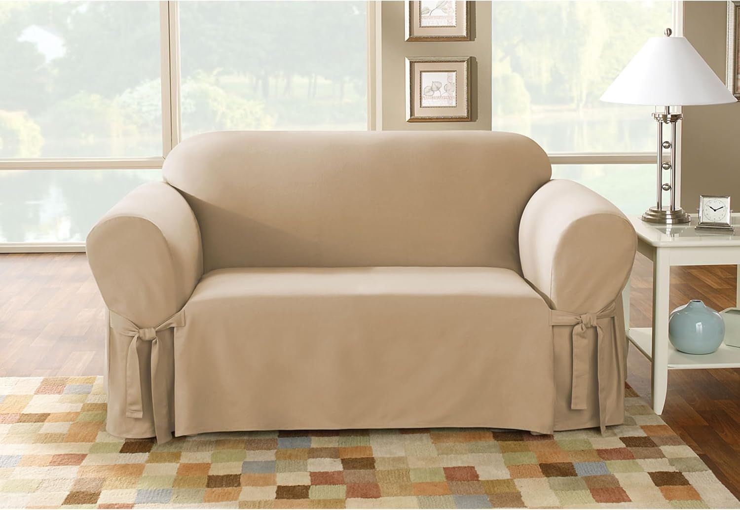 Amazon.com: Surefit Cotton Duck Canvas Loveseat Slipcovers, Loveseat ... pertaining to
