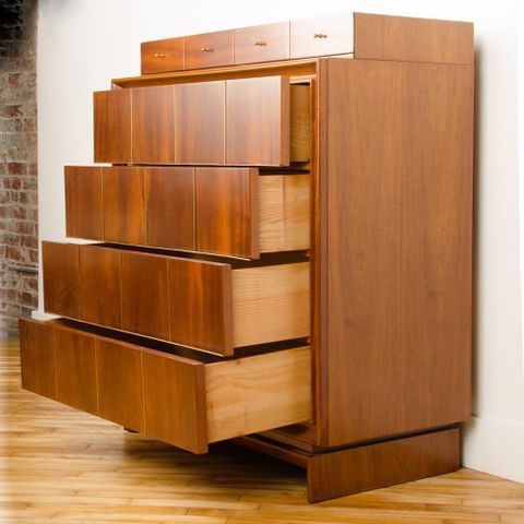 American Of Martinsville Mid-Century High Chest With Bras Inlay, Circa ... throughout