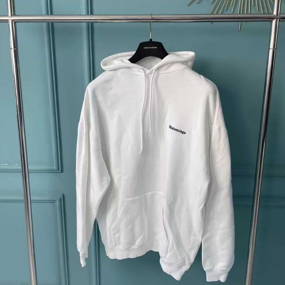 Balenciaga Balenciaga Chest Double B Logo White Hoodie - Gem throughout