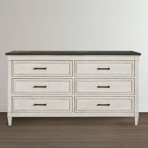 Bella 6 Drawer Stone Top Dresser, In Aged Whitestone | Bassett ... within