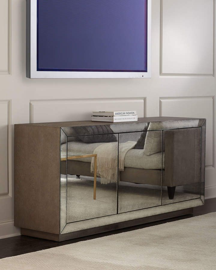 Bernhardt Toledo Mirrored Entertainment Console | Entertainment Console ... throughout Inside the Design Process of the Bernhardt Helios Entertainment Console