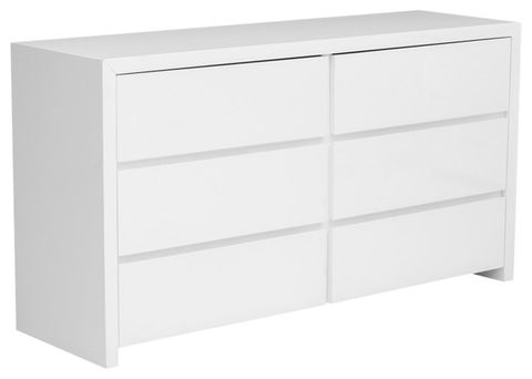 Bonita Modern White High Gloss 6-Drawer Dresser - Modern - Dressers ... in