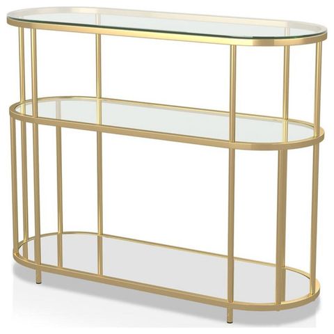 Bowery Hill Modern Metal 2-Shelf Console Table In Gold And Black ... for