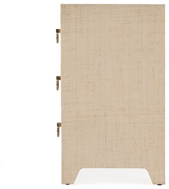 Bowery Hill Traditional Wooden Natural Raffia 3 Drawer Chest - Natural ... with regard to