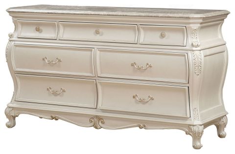 Chantelle Dresser With Granite Top, Pearl White - Victorian - Dressers ... intended for Beyond Storage The Aesthetic Impact of a Granite Top Dresser in Pearl White