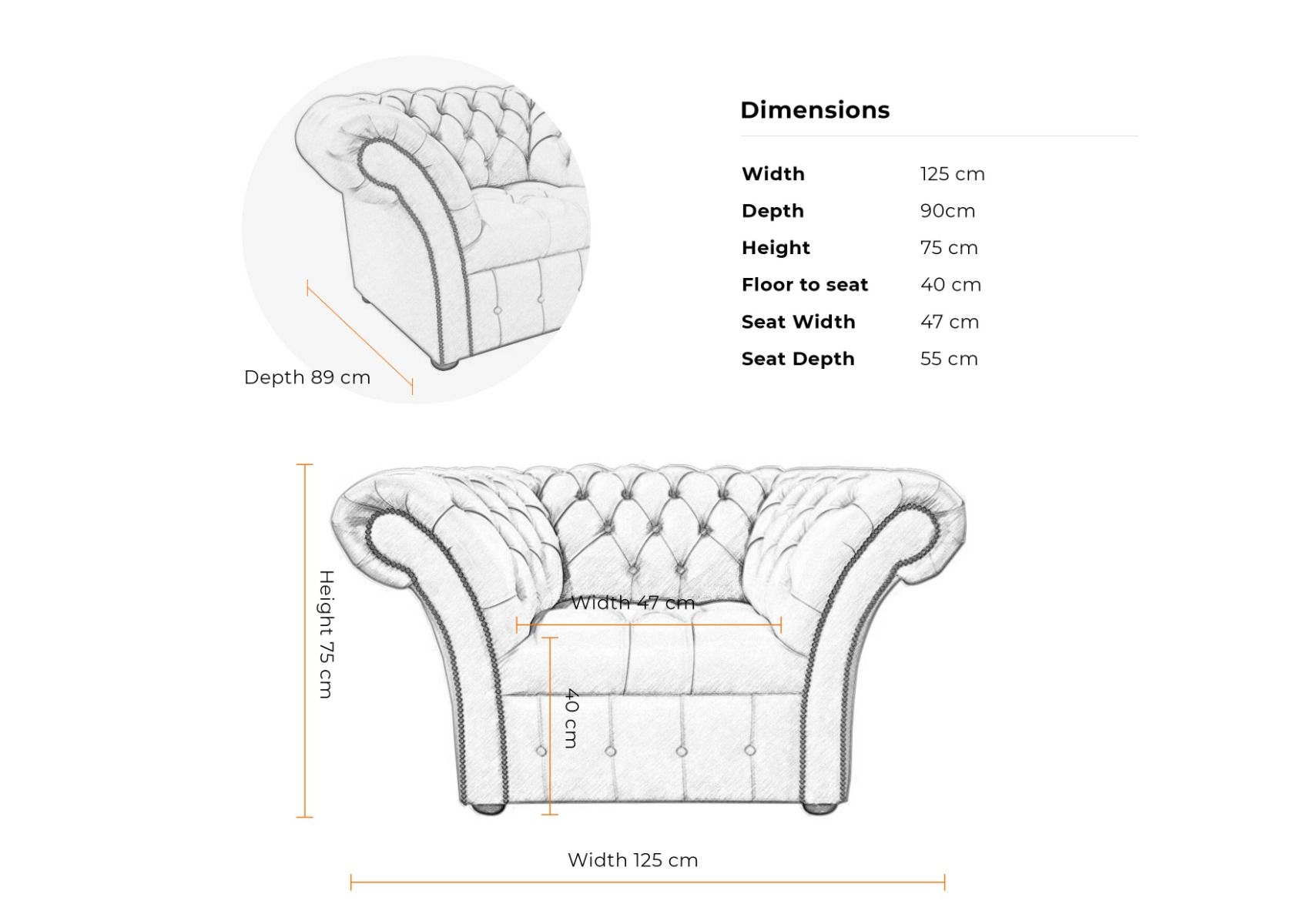Chesterfield Balmoral Buttoned Seat Old English Saddle Leather Armchair for