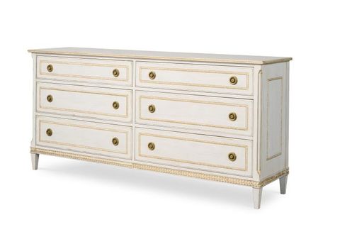Claire Whitewashed Dresser With Gold Accents - Mecox Gardens pertaining to Discovering the Charm of the Lexi Accent Dresser in Cream and Gold