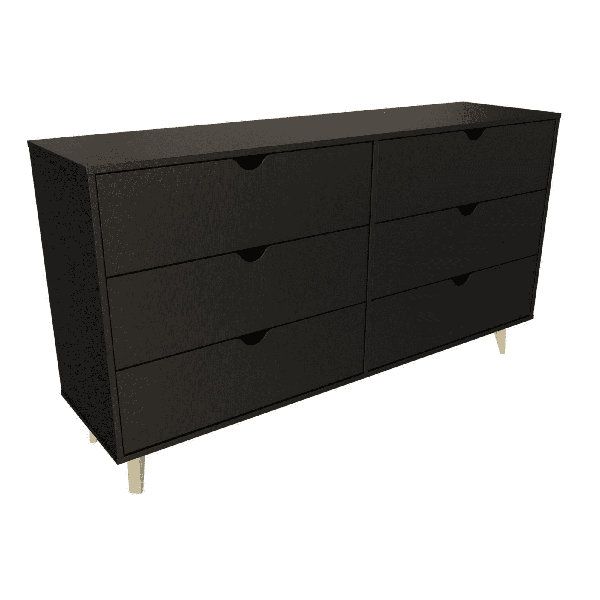 Corrigan Studio® Lefancy 59&quot; Black Charcoal Six Drawer Double Dresser ... throughout Exploring the Versatility of the 59&quot; Black Charcoal Six Drawer Double Dresser