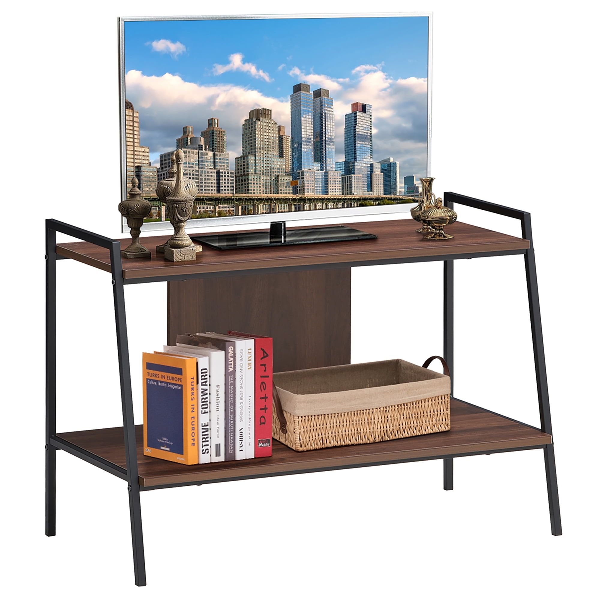 Costway 2-Tier Tv Stand Entertainment Center For Tv's Up To 40'' W ... inside Transform Your Setup With the Versatile Cartmill 78&quot; 2-Tier TV Stand
