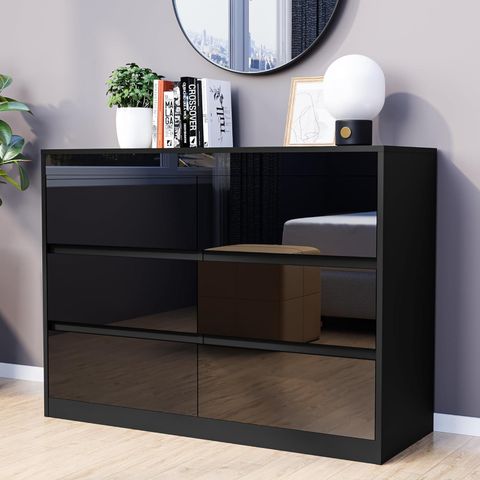 Cozy Castle High Gloss 6 Drawer Double Dresser, Modern Wooden Dressers ... in Mastering Modern Design The France High Gloss 6-Drawer Experience