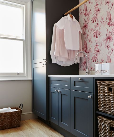 Create More Space With A Stylish Corner Shelf For Your Laundry Room ... in