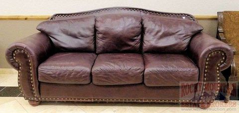 Dark Brown Leather Sofa With Curved Back, Rolled Arms, Upholstery Tack ... for Decoding the Appeal of the Vincenza 85" Dark Brown Leather Sofa