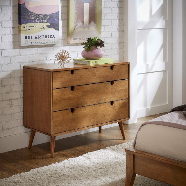 Dexter Oak Finish 3-Drawer Dresser - Midcentury - Dressers - By Inspire ... pertaining to Maximizing Your Space The Dexter Oak Finish 3-Drawer Dresser Revealed