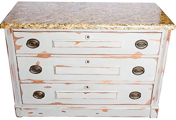 Distressed Dresser W/ Granite Top On Onekingslane.com | Distressed ... intended for Beyond Storage The Aesthetic Impact of a Granite Top Dresser in Pearl White