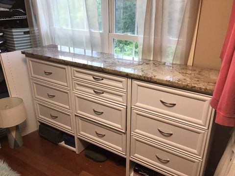 Dresser Makeover With Granite Remnant Slab Top | Granite Remnants ... intended for Beyond Storage The Aesthetic Impact of a Granite Top Dresser in Pearl White