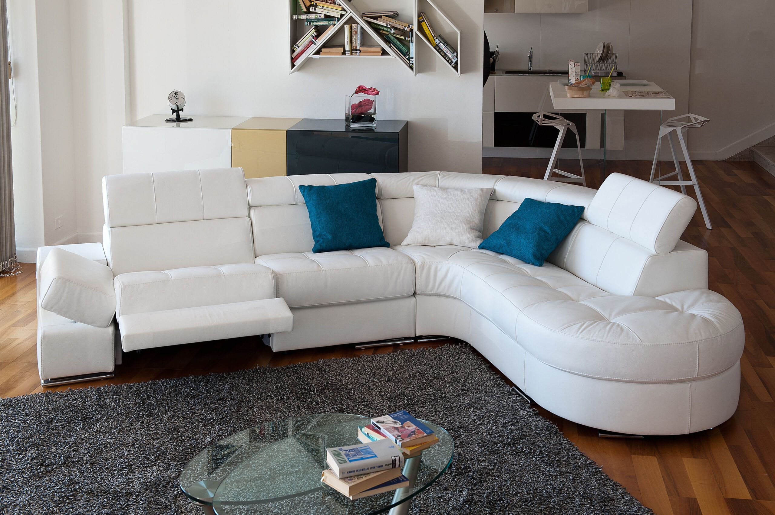 Elegant Curved Sectional Sofa In Leather Moreno Valley California ... throughout