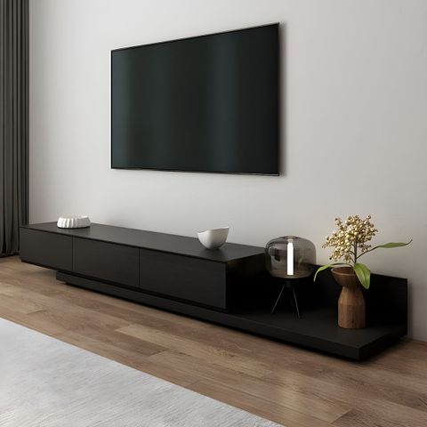 Engineered Wood Tv Stand 3 Drawers Modern Media Tv Stand Console ... intended for