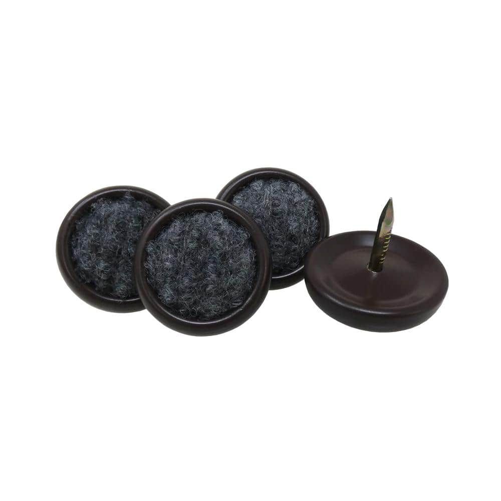 Everbilt 1 In. Brown Round Metal Nail-On Furniture Glides With Carpet ... inside