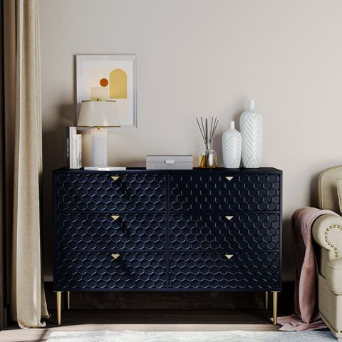 Everly Quinn Lucresia High Gloss 6-Drawer 47.8" W Dresser &Amp; Chest ... with Mastering Modern Design The France High Gloss 6-Drawer Experience