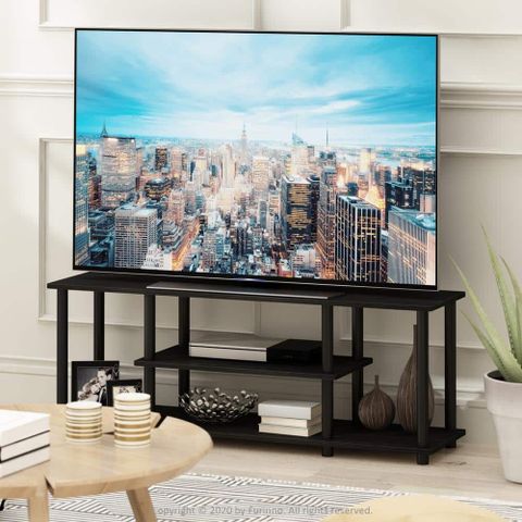 Furinno Turn-N-Tube 44 In. Walnut And Black Particle Board Tv Stand ... in