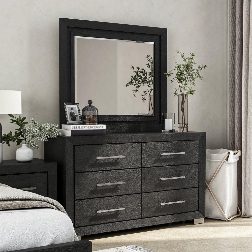 Furniture Of America Fairhart Black 6 Drawer 58 In. Dresser With Mirror ... throughout