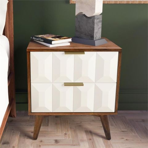 Ginny Burnished Walnut Solid Acacia Nightstand | Best Buy Canada in