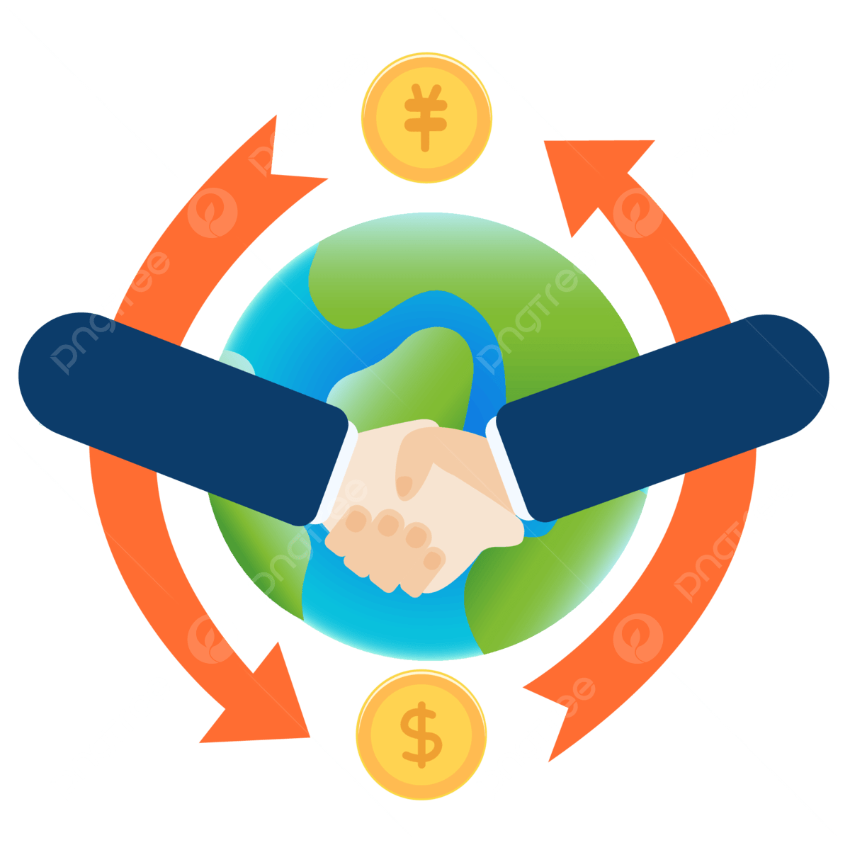 Global Trade Transaction Vector Elements, Earth, Handshake, Gold Png ... with regard to