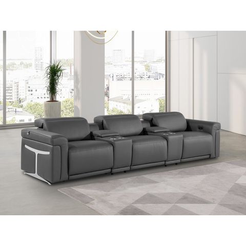 Global United 5-Piece 3-Power Reclining Italian Leather Sofa With Power ... inside