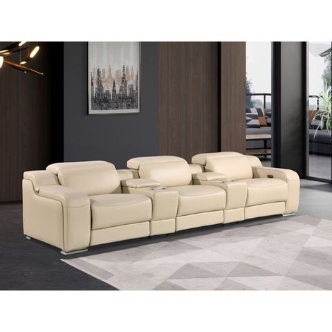Global United 5-Piece 3-Power Reclining Italian Leather Sofa With Power ... throughout