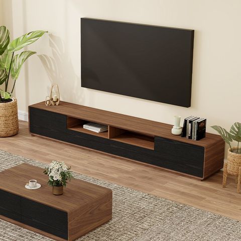 Hokku Designs Dawnee Modern Wood Tv Stand Media Console 4 Drawers Open ... with regard to Beyond the Media Console Naysmyth Dark Brown Wood TV Stand Essentials