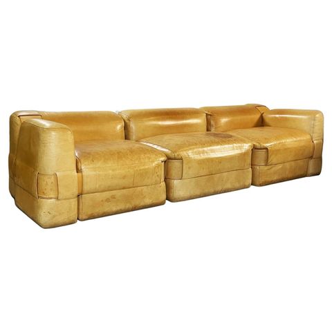 Italian Mid-Century Brown Leather Modular Sofa 932 By Bellini For ... with regard to The Enduring Appeal of Brown Leather Mid-Century Lounge Sofas