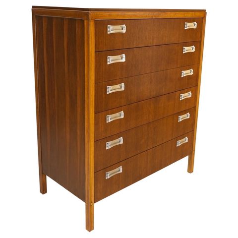John Stuart 5 Drawers Walnut High Boy Chest Chest Of Drawers Mid ... with Mastering the Walnut Stain in Mid-Century High Chest Design