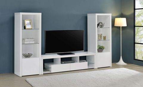 Jude 2-Drawer 71 Inch Tv Stand With Shelving In High Gloss White By ... with regard to
