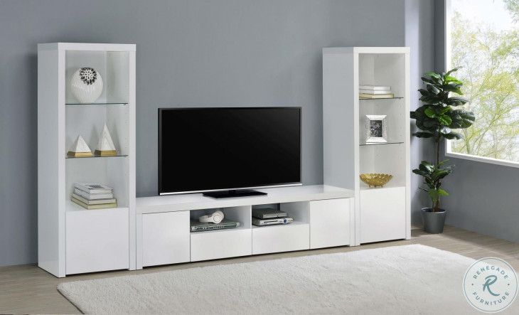Jude High Gloss White 79&quot; Tv Stand From Coaster Furniture | Coleman ... in