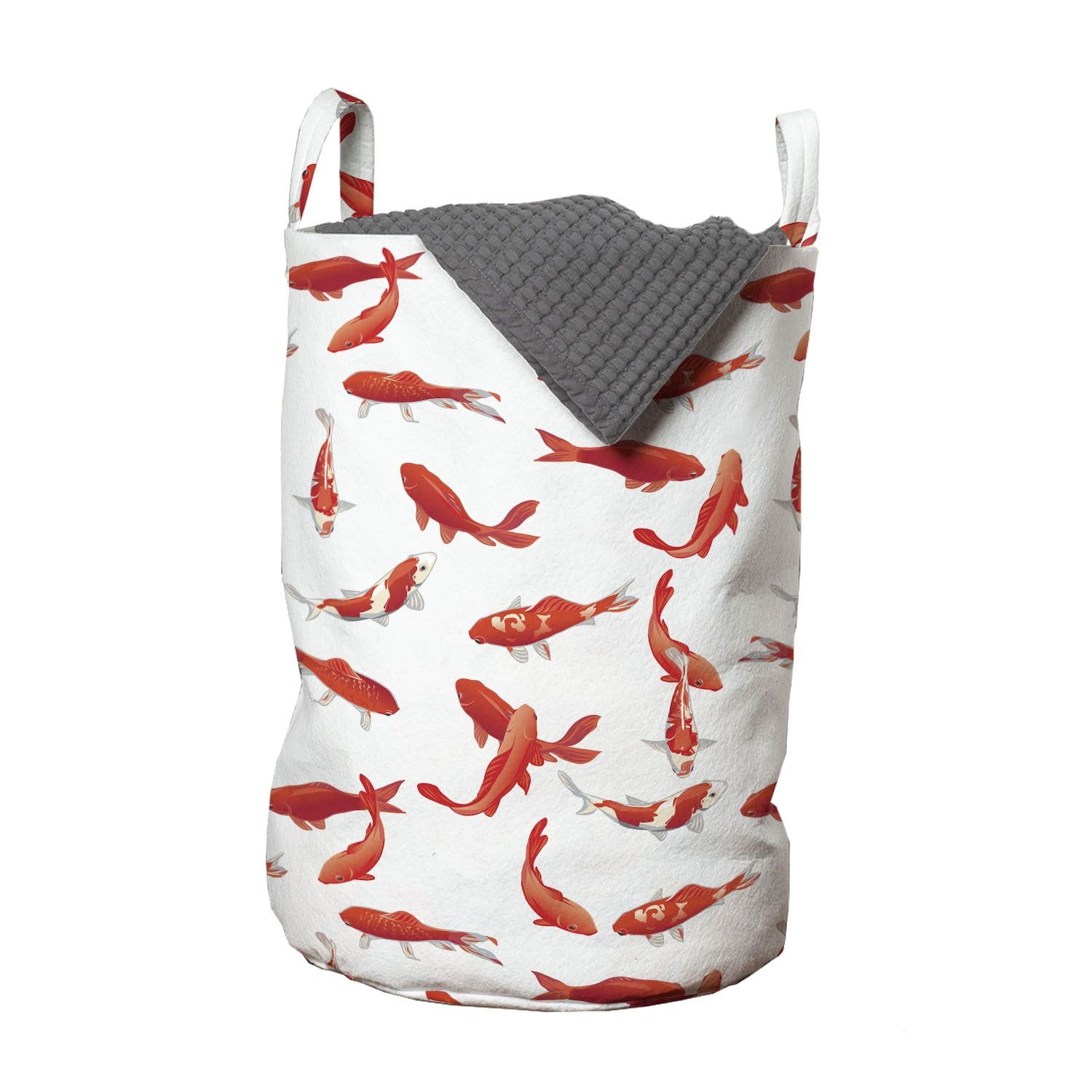 Koi Fish Laundry Bag, Eastern Japanese Exotic Koi Fish Common Carp Calm ... throughout