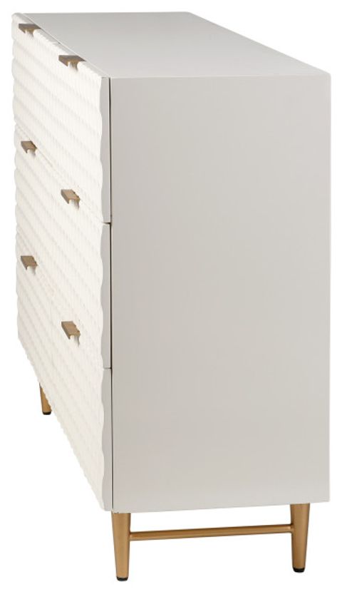 Lexi Six Drawer Accent Dresser With Gold Handles Cream And Gold Finish ... for